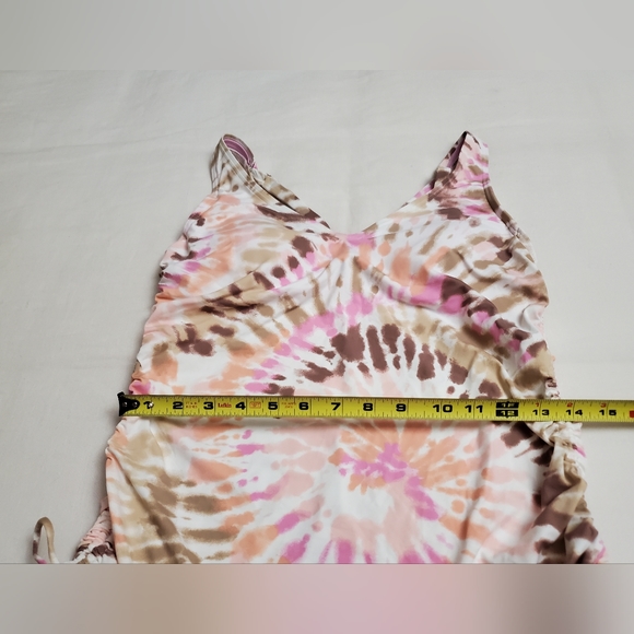 Lands End Waist Tie Tankini Swimsuit Top Tie Dye Pink Size 6 Built in Bra Summer - Picture 8 of 9